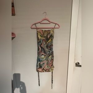 NWOT: Multi Colored Spaghetti Strap Mini Dress.